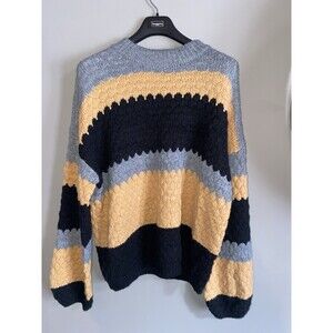 Hand Crotchet 2XL Women Charlie Brown Vibes Pullover Sweater  Chunky Heavy Warm